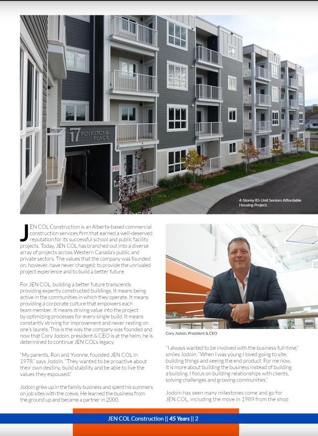 JEN COL continues legacy of providing the unrivaled project experience and to build a better future.